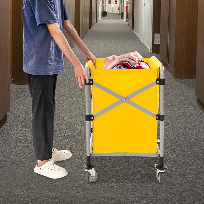 Commercial Laundry Cart with Wheels, Folding Laundry Hamper Cart, Heavy Duty - Image 9