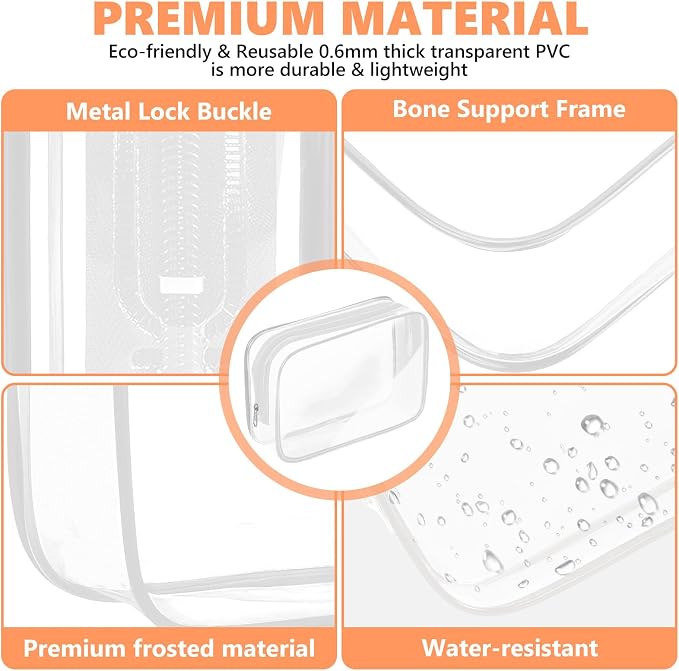 AURUZA Clear Makeup Bag, Portable Travel Toiletry Bags - Image 4