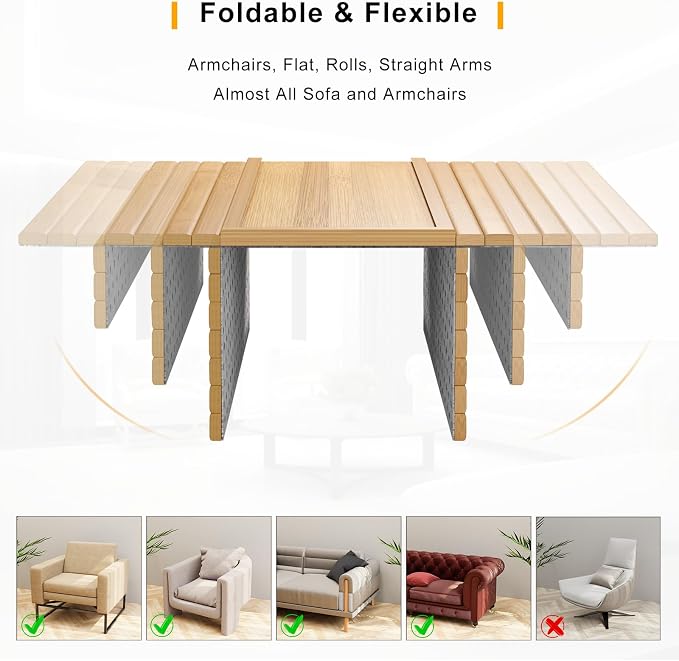 Bestjing Bamboo Sofa Armrest Tray Table - Image 5