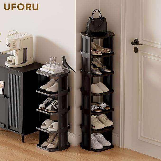 UFORU Vertical Shoe Rack, 9-Tier Plastic Stackable Storage Shelf - Image 2