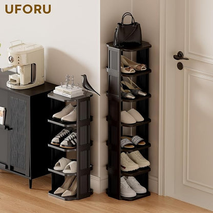 UFORU Vertical Shoe Rack, 9-Tier Plastic Stackable Storage Shelf - Image 2