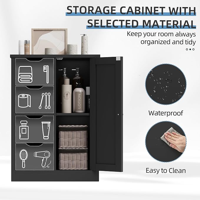 Shintenchi Bathroom Floor Storage Cabinet, Wooden Storage Organizer - Image 5