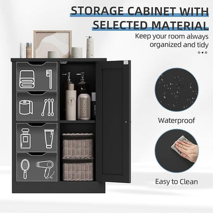 Shintenchi Bathroom Floor Storage Cabinet, Wooden Storage Organizer - Image 5