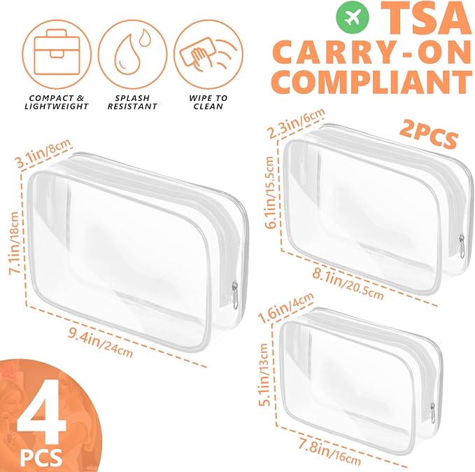 AURUZA Clear Makeup Bag, Portable Travel Toiletry Bags - Image 2