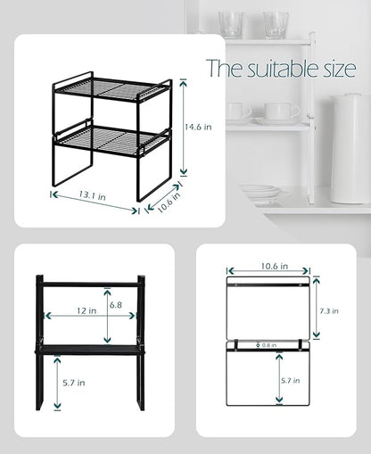 2Pack Kitchen Cabinet Shelf Counter Organizer Rack Pantry Storage Bathroom - Image 3