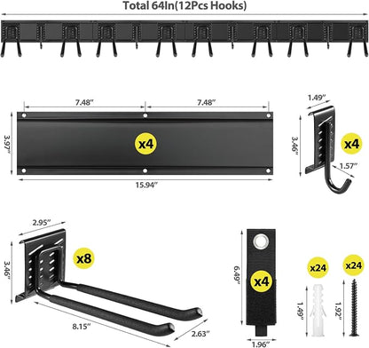 Garage Tool Organizer Wall Mounted, 64 Inches Adjustable Garden Tool Organizer - Image 5