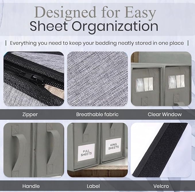 4 Pack Bed Sheet Organizer and Storage - Image 7