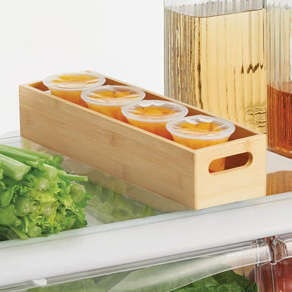 mDesign Set of 2 Kitchen Storage Box – Open-Top Bamboo Storage Tray - Image 3
