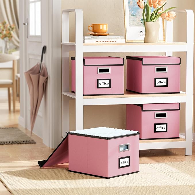 File Organizer Box with Lids, Collapsible File Folder Organizer | File Box with - Image 2