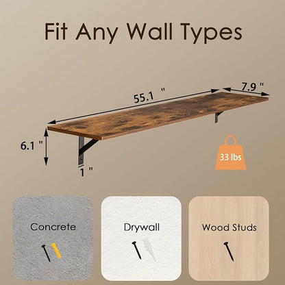 DINZI LVJ Long Wall Shelves, 55.1Inch Wall Mounted Shelves, Extra Large - Image 3