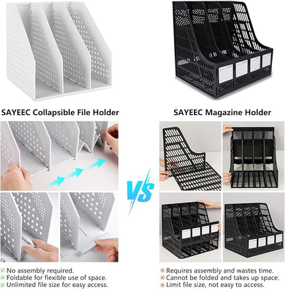 SAYEEC 2Pcs Collapsible Plastic Magazine File Holder Vertical Binder Storage - Image 6