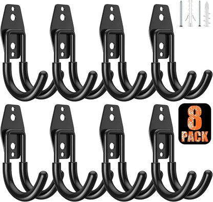 8 Pack 4.7x2.6 inch J Heavy Duty Garage Hooks, Solid Steel Wall Mount Hangers by MIKRUI