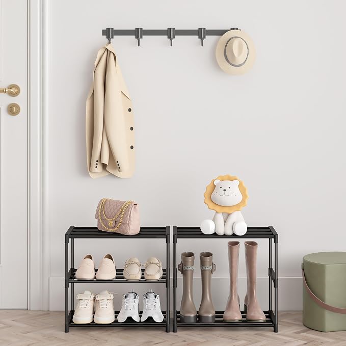 Autonomier 3 Tier Extra Small Shoe Rack, Narrow Stackable Shoe Shelf - Image 6