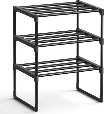 SONGMICS Shoe Rack, 3-Tier Shoe Organizer, Metal Storage Shelf, Upright or by Unknown