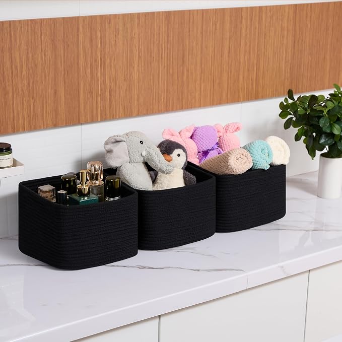 Small Organizing Baskets for Cubes Shelf, 9.7x9.7x7.1 Inch Rope Woven Storage - Image 6