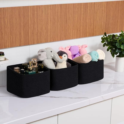 Small Organizing Baskets for Cubes Shelf, 9.7x9.7x7.1 Inch Rope Woven Storage - Image 6