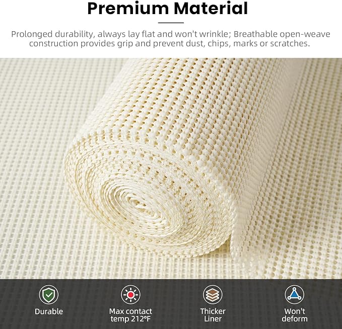 BAGAIL Non-Adhesive Shelf Liner, Thick Strong Grip Drawer Liners - Image 2