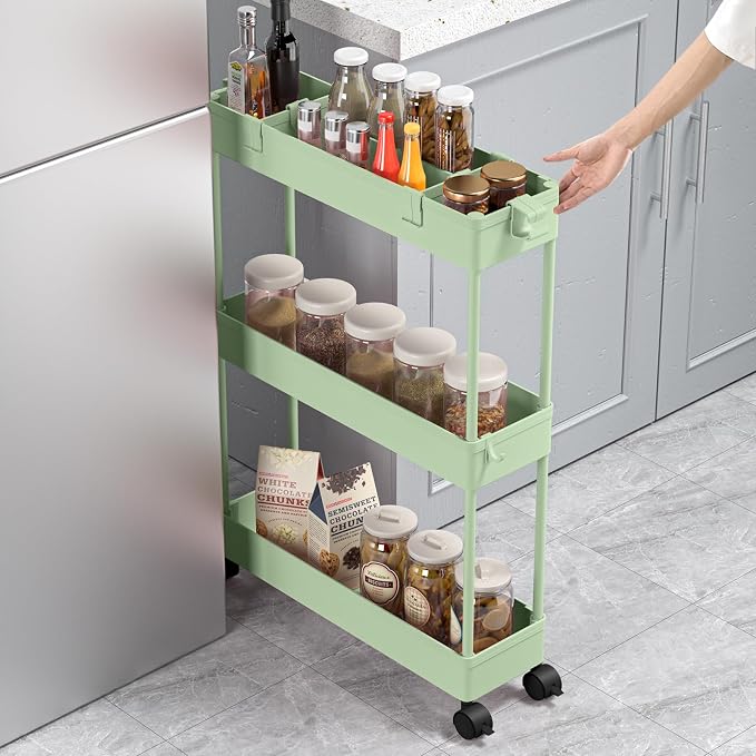 SPACELEAD Slim Storage Cart 3 Tier, Bathroom Organizer Rolling Utility - Image 4