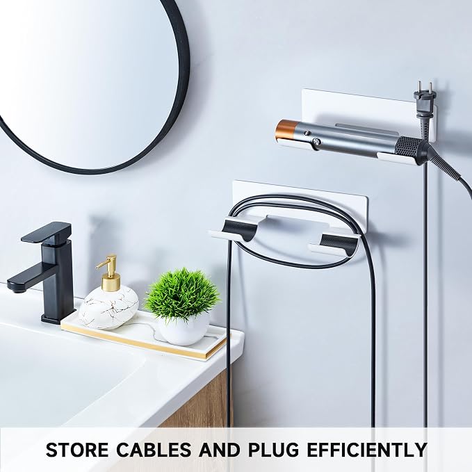 2 PCS Hair Straightener Holder Wall Mount Curling Iron Holder, Hair Dryer - Image 6