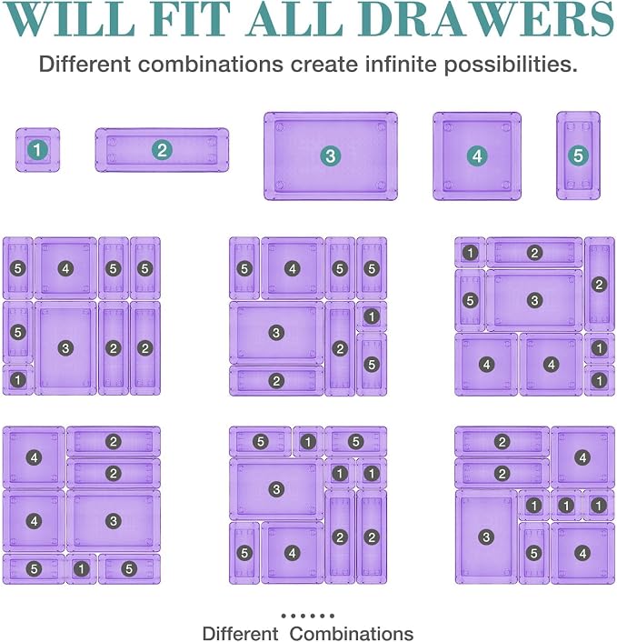23 PCS Drawer Organizer Set, 5 Varied Size Bathroom and kitchen Drawer cabinet - Image 4