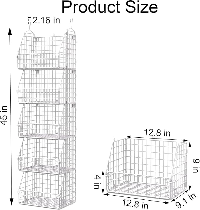 Hanging Closet Organizer and Storage, Clothes Hanging Shelves Wire Baskets - Image 6