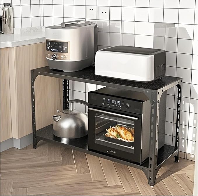 2 Layer Metal Storage Rack, Heavy Duty Adjustable Metal Rack Unit, Suitable - Image 2