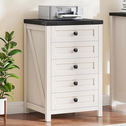 Halitaa 5 Drawer Small File Cabinet, Farmhouse Vertical Filing Cabinet | Under by Halitaa