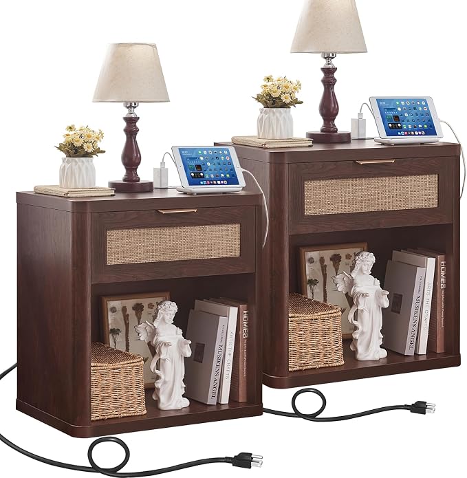 LEYAOYAO Rattan Nightstands Set of 2 by LEYAOYAO-Findtheshiningpointofyourideallife%EF%BC%81
