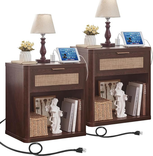 LEYAOYAO Rattan Nightstands Set of 2 by LEYAOYAO-Findtheshiningpointofyourideallife%EF%BC%81