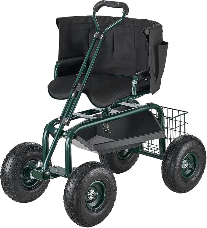 VEVOR Garden Seat with Wheels, Rolling Garden Stool with Height Adjustable & - Image 9