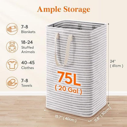 Lifewit 75L Large Collapsible Laundry Hamper, Tall Foldable Dirty Clothes - Image 2