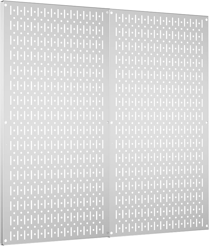 Pegboard Wall Organizer 2 PCS 32" x 16" Silvery Peg Board Metal Pegboard Panels by Unknown