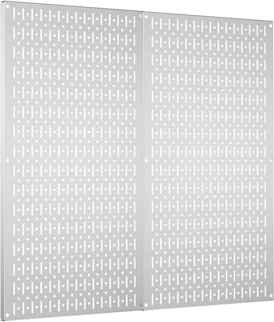 Pegboard Wall Organizer 2 PCS 32" x 16" Silvery Peg Board Metal Pegboard Panels by Unknown