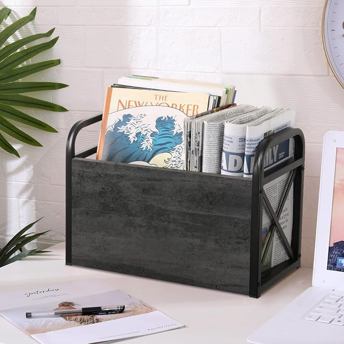 YINMIT Magazine Holder, Magazine Rack Floor, Magazine Storage Basket, Folder - Image 2