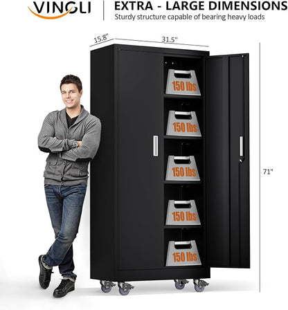 VINGLI Rolling Metal Storage Cabinet - Image 3