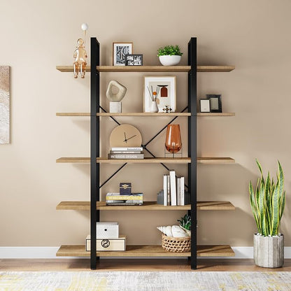 Tribesigns 5-Tier Bookshelf, Vintage Industrial Style Bookcase 72 H x 12 W x - Image 3