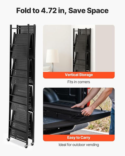 VEVOR 5-Tier Foldable Storage Shelf, 32W x 14D x 72H Inch Folding Metal Rack - Image 7
