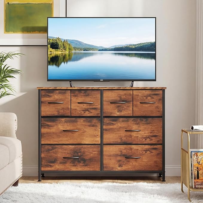 DUMOS Dresser for Bedroom with 8 Fabric Drawers, Wide Fabric Dresser | Storage - Image 2