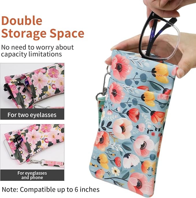 Double Eyeglass Case Soft Dual Glasses Case - Image 6