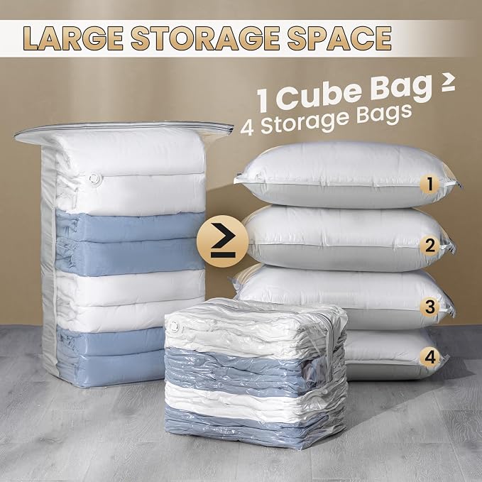 TAILI 6 Pack Vacuum Storage Bags, Cube Space Bags, Combo Vacuum Seal Bags - Image 3