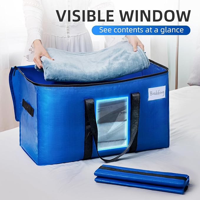 TAILI Extra Large Moving Bags, 6 Pack Blue Heavy Duty Totes - Image 3