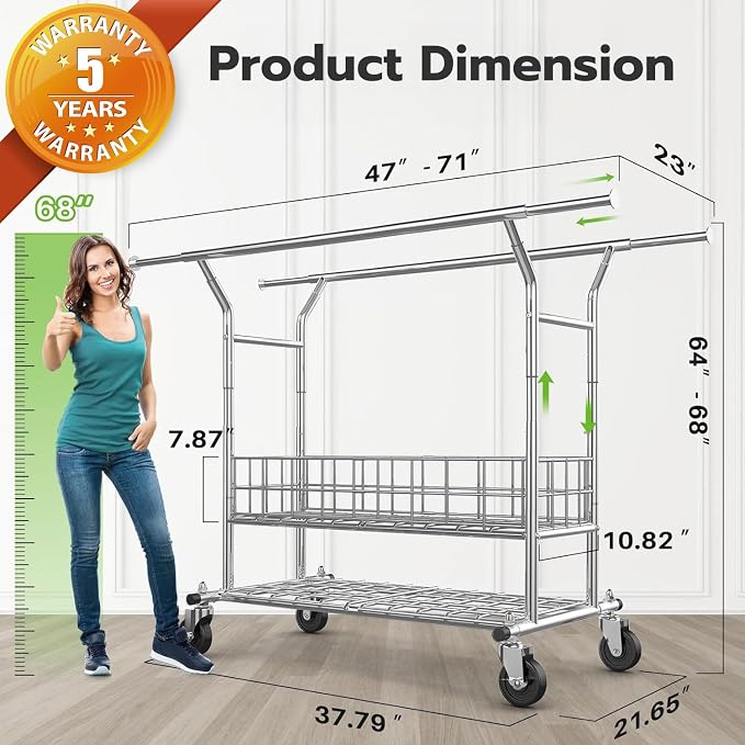 HOKEEPER Heavy Duty Clothes Rack Load 625 LBS, Clothing Rack - Image 8