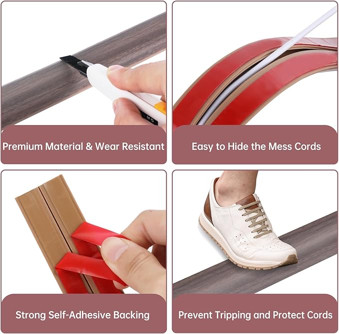 Floor Cord Cover Self Adhesive Cord Hider Floor Extension Cord Covers - Image 3