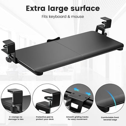 Keyboard Tray Under Desk, Slide Out Computer Keyboard & Mouse Tray - Image 5