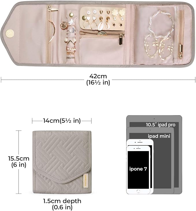 BAGSMART Travel Jewelry Organizer Case Foldable Jewelry Roll - Image 5