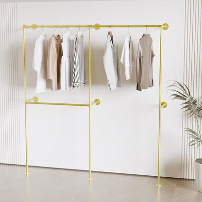 Industrial Pipe Clothing Rack, Heavy Duty Wall Mounted Clothes Rack, Retail by Anynice