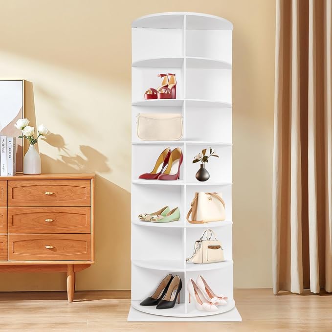 Rotating Shoe Rack, Free Standing Vertical Handbag Rotate Display Storage - Image 2