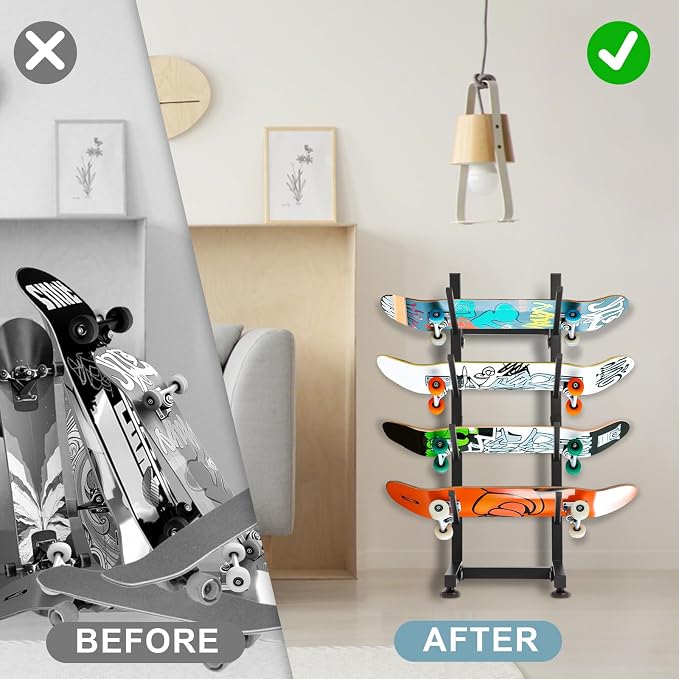 BiJun Skateboard Racks Floor Stand, 4-Layer Skateboard Holder, Snowboard - Image 5