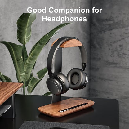UPERGO Walnut Headphone Stand, Wood Headset Stand - Image 2