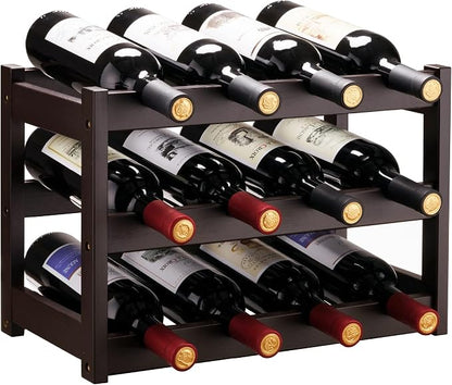 VASMIA Bamboo Wine Rack, Sturdy and Durable Wine Storage Cabinet Shelf by VASMIA